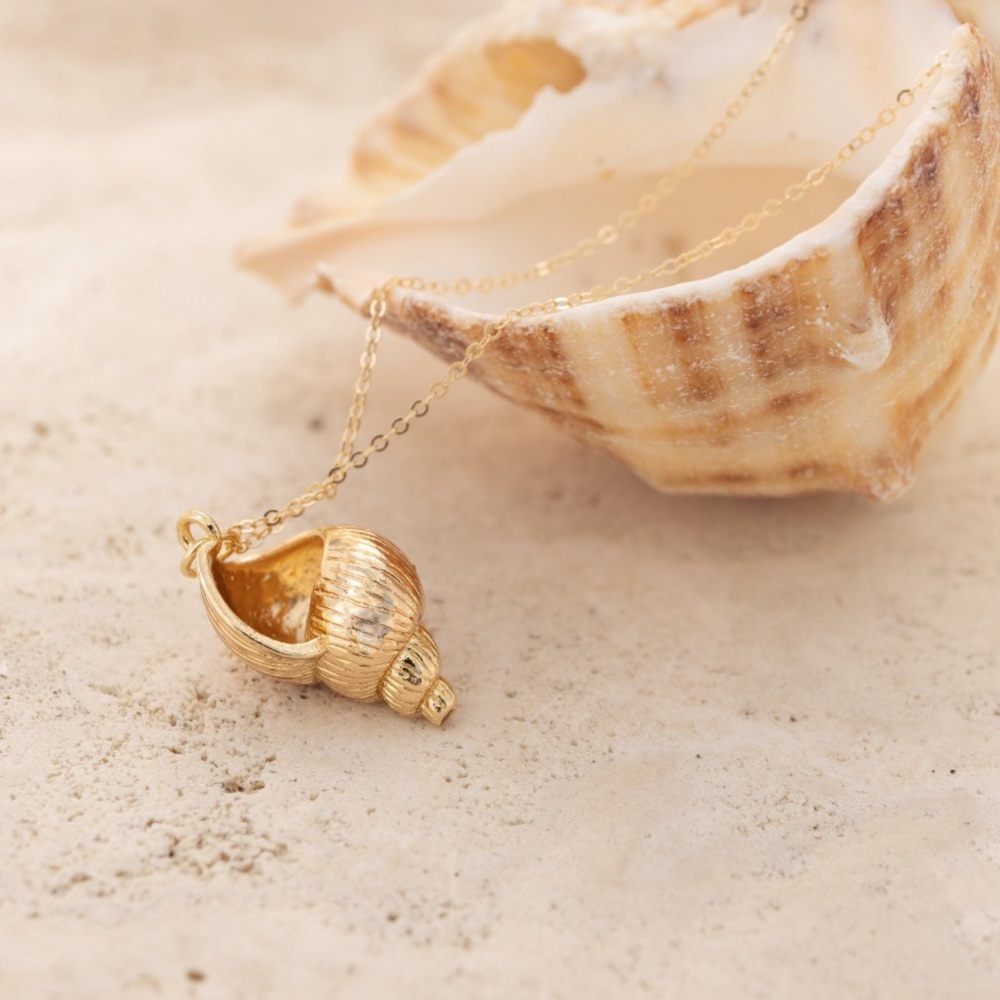 14k Gold Filled Shell Statement Necklace